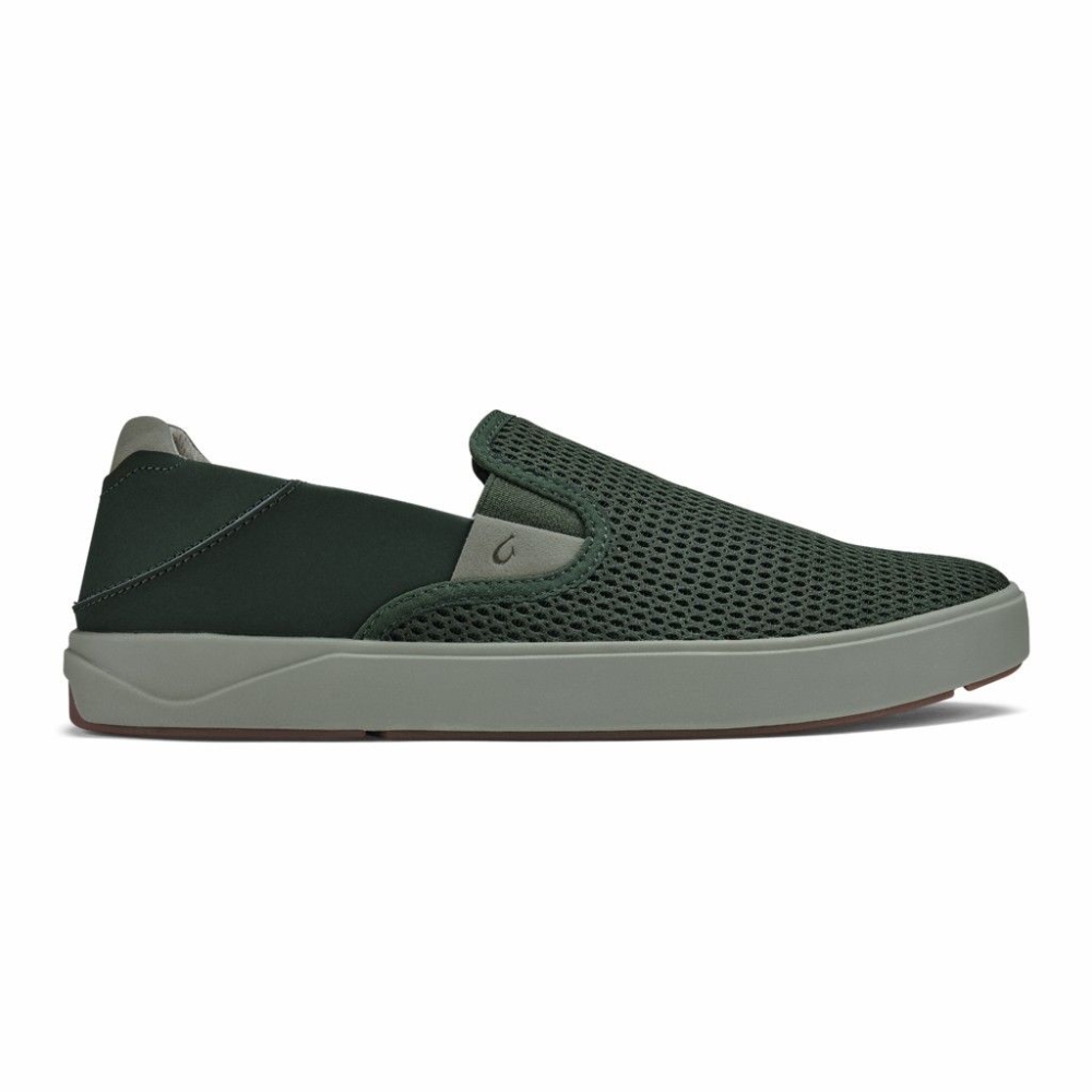 Green Men's OluKai Lae ahi Slip On Shoes | USA51384O