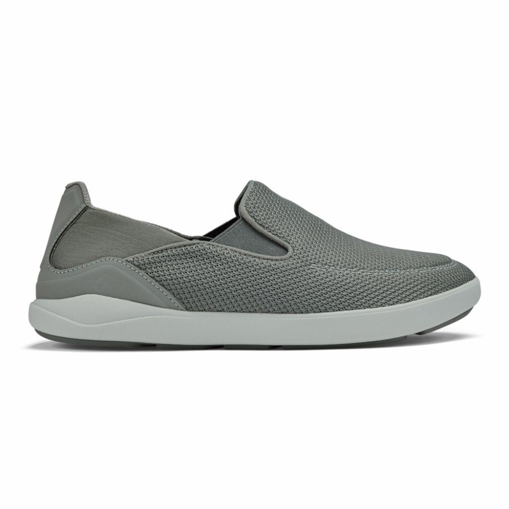 Grey Men's OluKai Nohea Pae Slip On Shoes | USA47069W