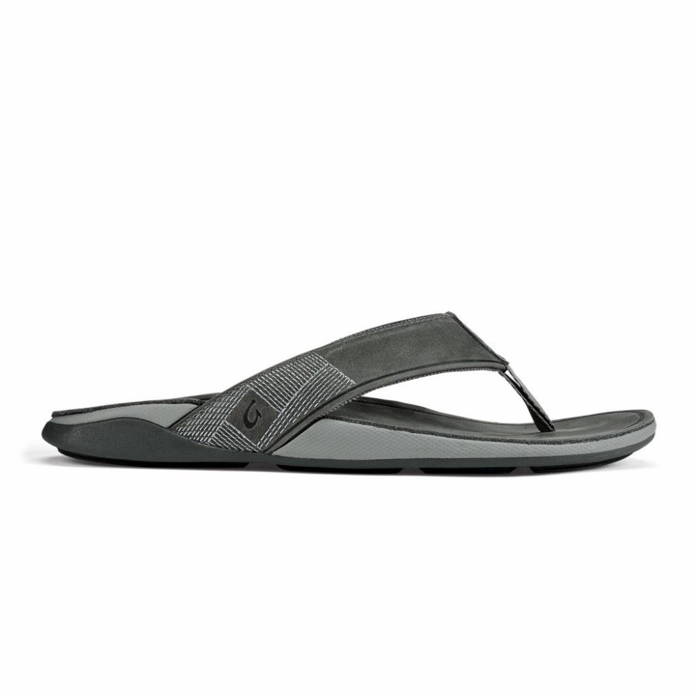 Grey Men's OluKai Tuahine Flip Flops | USA47832N