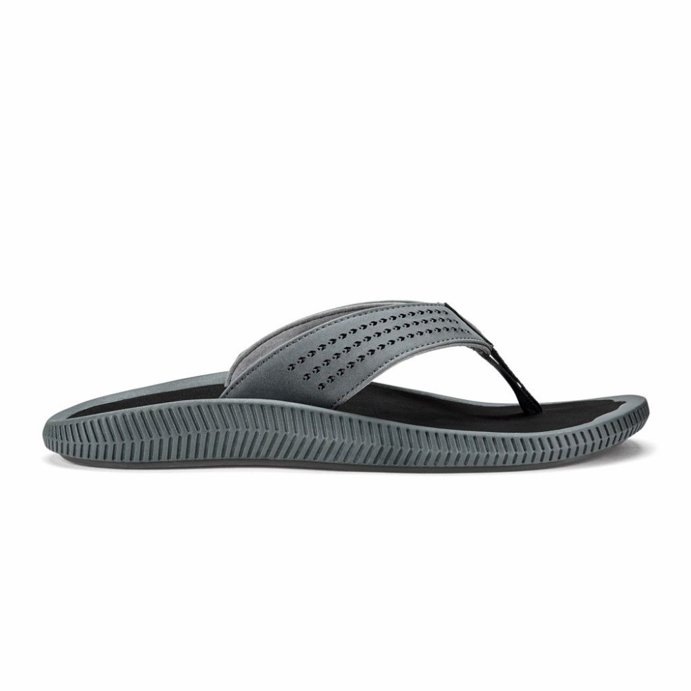 Grey Men's OluKai Ulele Flip Flops | USA74298Z